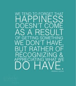 happiness comes from recognizing and appreciating what you already ...