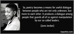 poetry becomes a means for useful dialogue between people who are not ...