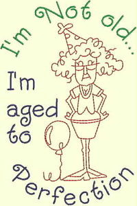 Details about Birthday Stella and Her Funny Sayings Redwork Machine ...