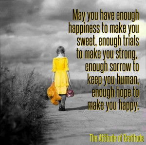 enough happiness to make you sweet, enough trials to make you strong ...