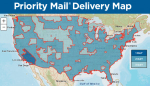 Example of Priority Mail Delivery Map showing delivery estimates for ...