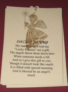 Gift Tags Lucky Penny from an Angel Poem by Judyscrafts on Etsy, $5 ...