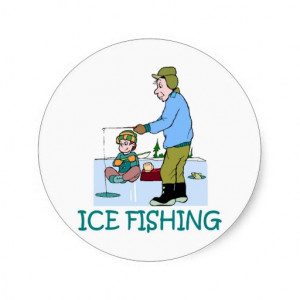 Ice Fishing Round Sticker