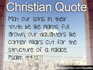 ... like corner pillars cut for the structure of a palace. Psalm 144:12