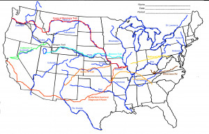 Manifest Destiny Westward Expansion Trails Map