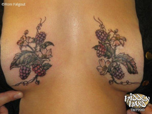 tattoo of blackberries to cover scars on chest
