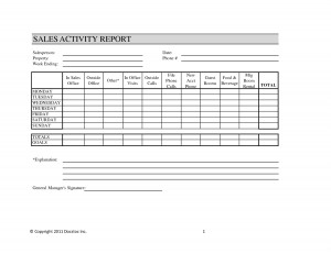 Weekly Sales Call Report Template