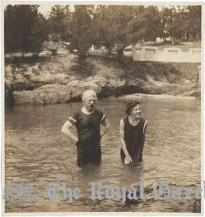 Taking a dip: Mark Twain and Helen Allen, the daughter of his host ...