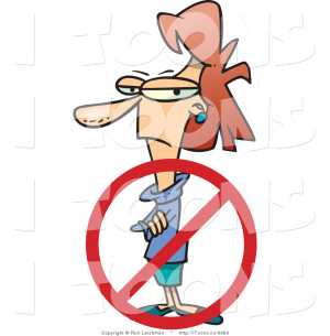 Clip Art Frowning Woman With Red Rejection Symbol Laid Off