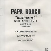 PAPA ROACH Last Resort (Japanese Universal/Dreamworks promo-only 2 ...
