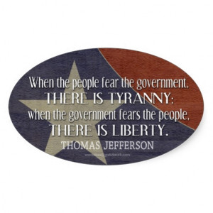 Jefferson Quote on Liberty and Tyranny Oval Sticker