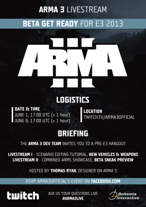 Arma 3 Pre-E3 Live Streams Announced