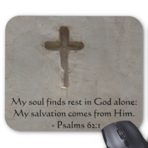 Inspirational Bible quote Psalms 62:1 Mousepads