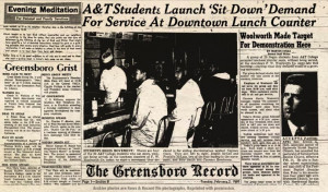The Tuesday, February 2, 1960 Greensboro Record covering the beginning ...