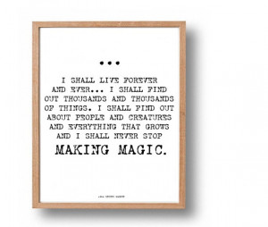 The Secret Garden Quote Print, Kids Literary Poster, Classic Children ...