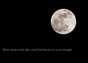 Never doubt in the dark what God has shown you in the light ...
