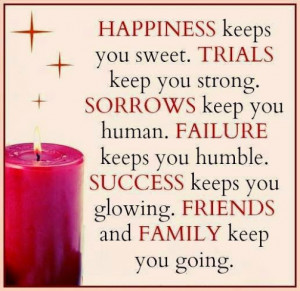 Happiness keeps you sweet. Trials keep you strong. Sorrows keep you ...