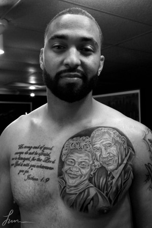 Matt Kemp’s new Chest tattoo of his grandparents