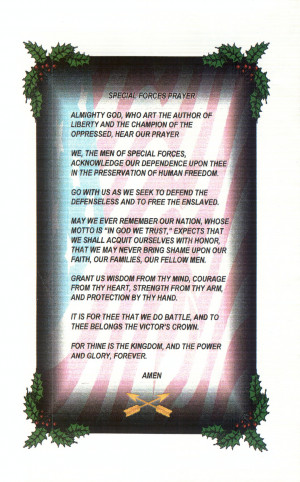 This is the Prayer of the U.S. Army's Special Forces. This image ...