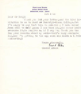 Conrad Aiken Typed Letter Signed and Book I guess I was born shy