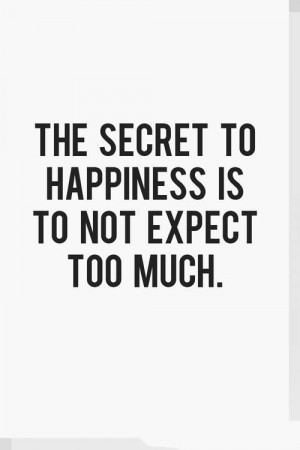 The secret to happiness is to not expect too much.