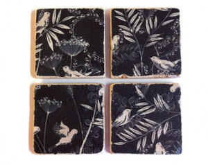 Black and White Decoupage Coasters, Gifts for Her, Travertine Tile ...
