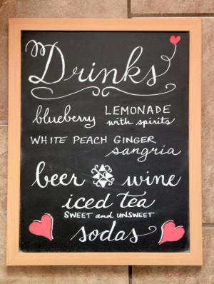 Drinks menu (small chalkboard) for the bar area at the reception.