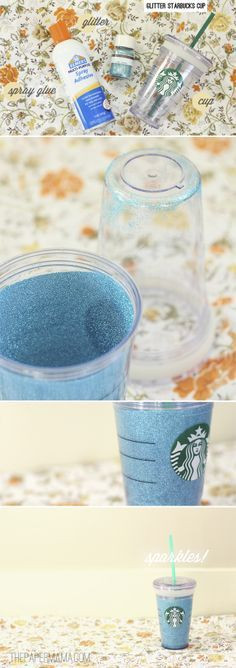 DIY Glitter Starbucks Cup - great idea for Christmas gifts