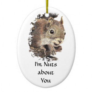 Funny I'm Nuts about You, Quote Cute Squirrel Christmas Tree Ornaments