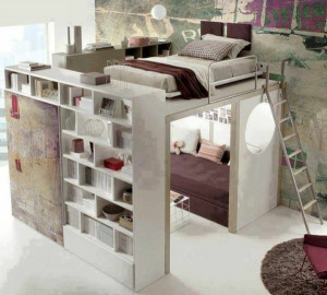 teenager schlafzimmer stockbett regal dekorative wandgestaltung