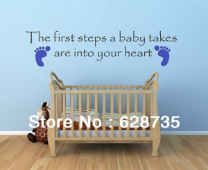 Babies-First-Steps-Wall-Sticker-Quote-Foot-Prints-Nursery-Baby-Shower ...