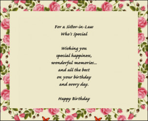 Sister-In-Law Birthday Verses And Poems For Cards