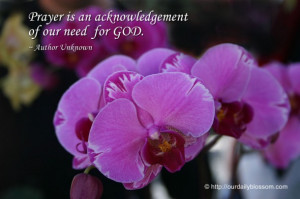 Prayer is an acknowledgement of our need for GOD. ~ Author Unknown