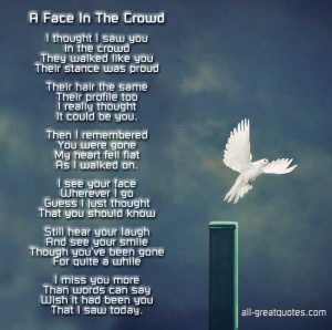 In Loving Memory Poems – A Face In The Crowd