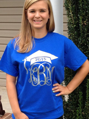Class of 2015 T-Shirt Monogram Graduation TShirt Glitter T-Shirt ...