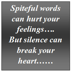 Spiteful Words Can Hurt Your Feelings But Silence Can Break Your Heart