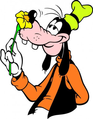 DISNEY CARTOON GOOFY LOVES FLOWERS