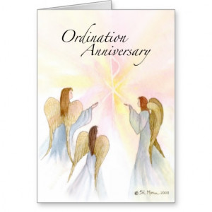 3849 Ordination Anniversary with Angels Greeting Card