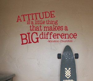 Vinyl Wall Decal...Attitude quote Winston Churchill...lettering wall ...