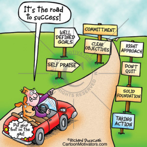 Road To Success cartoon - well defined goals