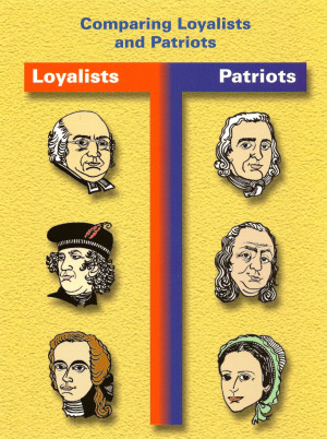 Chart Comparing Loyalists and Patriots