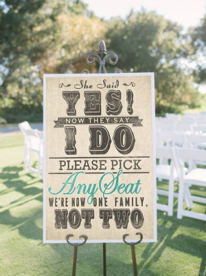 pick a seat not a side burlap inspired sign | 50 Best Burlap Wedding ...