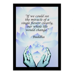 Lotus Buddha Flower Quote Aqua Poster