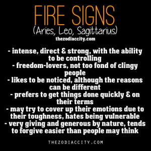 Zodiac Signs: Fire Signs – Aries, Leo, Sagittarius