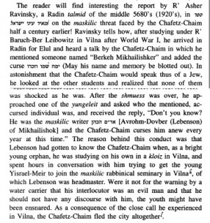 Adam Hakohen, the Chafetz Chaim and the appropriateness of Lithuanian ...