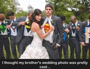 Funny meme – [Superhero wedding photo]