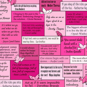 Picture of Musings Inspiring Women's Quotes in Pinks Cotton Fabric