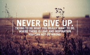 Never give up.