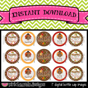 Thankful - cute Thanksgiving turkeys & sayings - INSTANT DOWNLOAD 1 ...