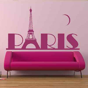 Paris France Skyline Eiffel Tower Quote Home Wall Sticker Art Design ...
